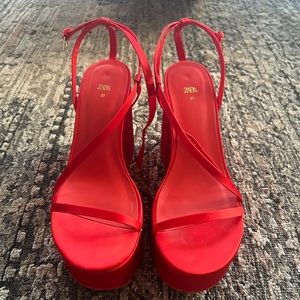 Red platform heels